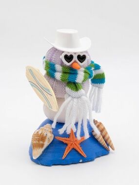 Handmade Natural Sea Urchin Snowman - Christmas Decor - Figurine
